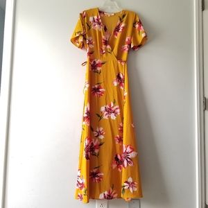 Magnolia Skye Floral Wrap Maxi Dress Medium